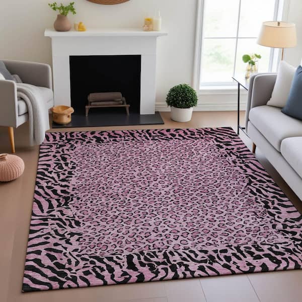 Mayfield Premium Machine Washable Abstract AMF1230 Pink 8 ft. x 10 ft. Area Rug