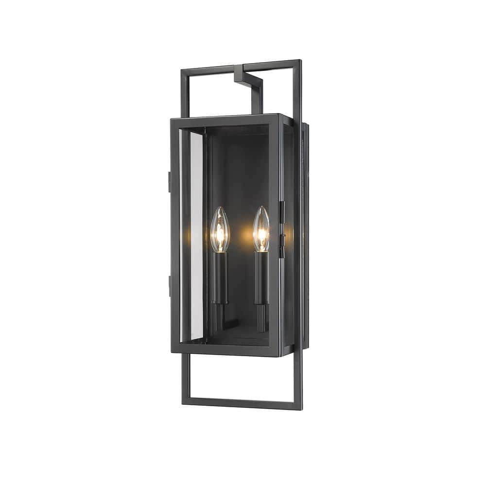 Lucian Black Outdoor Hardwired Wall Sconce with No Bulbs Included 598M