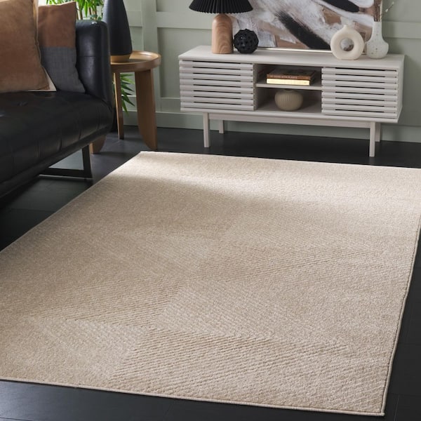 Stella Beige/Beige 7 ft. x 7 ft. Solid Chevrons Indoor/Outdoor Square Area Rug