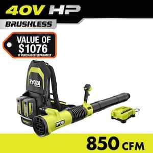 40V HP Brushless Whisper Series 180 MPH 850 CFM Cordless Battery Backpack Leaf Blower with 8.0 Ah Battery and Charger