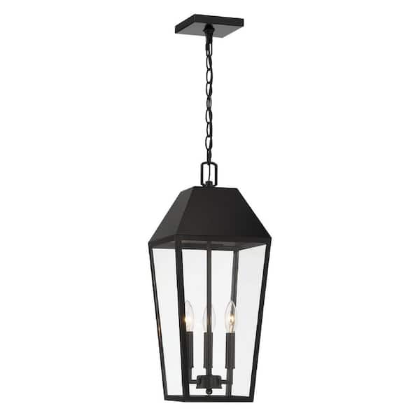 3-Light Black Outdoor Pendant Light