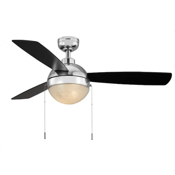 Hampton Bay Cleo 48 in. LED Indoor Chrome Ceiling Fan with Light and Pull Chains Included