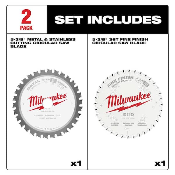 5-3/8 in. x 30-Tooth Carbide Metal and Stainless Circular Saw Blade and 5-3/8 in. x 36-Tooth Fine Finish Blade (2-Pack)