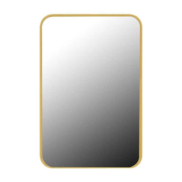 16 in. W x 24 in. H Rectangular Metal Medicine Cabinet with Mirror in Gold