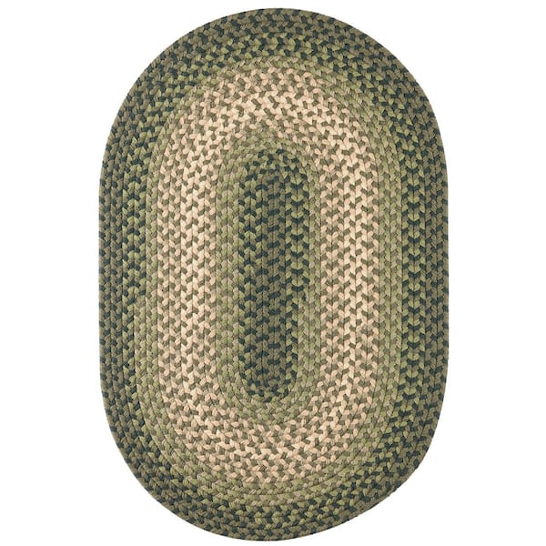 Rhody Rug Pioneer Green Multi 2 ft. x 3 ft. Oval Indoor/Outdoor Braided Area Rug