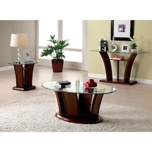 Ali 48 in. Brown Cherry Oval Glass Coffee Table