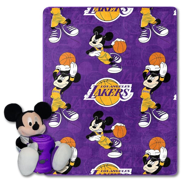 THE NORTHWEST GROUP NBA Lakers Basketball Mickey Hugger Pillow and Silk Touch Throw Set