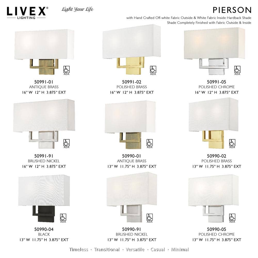 Elegant Pierson Polished Brass 2-Light ADA Wall Sconce