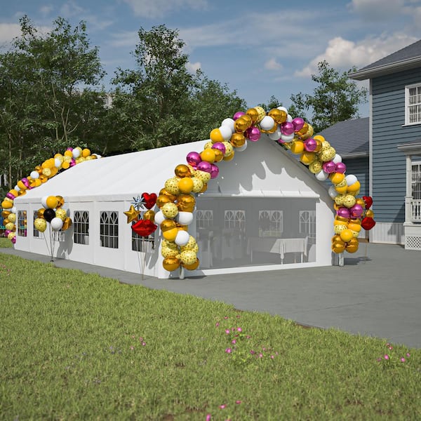 Thanaddo 20 ft. x 40 ft. Large Outdoor Event Canopy Wedding Party Tent in White with Removable Sidewalls