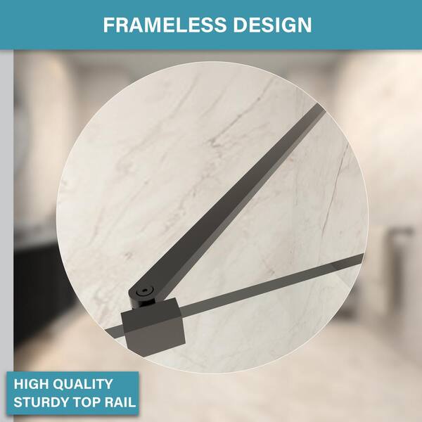 Xspracer Victoria 70-72 in. W x 76 in. H Pivot Frameless Shower Door in Matte Black with 3/8 Inches Thick SGCC Tampered Glass