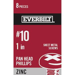 #10 x 1 in. Phillips Pan Head Zinc Plated Sheet Metal Screw (8-Pack)