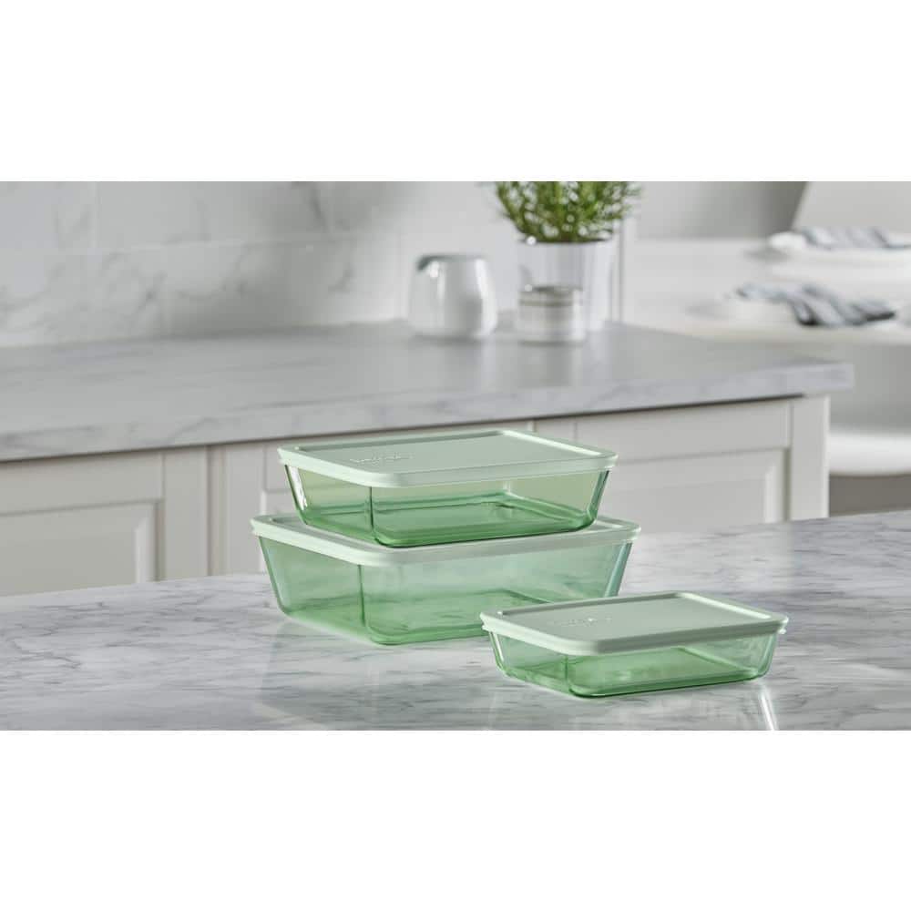 Green Glass Rectangle Meal Prep Storage Set with Lids
