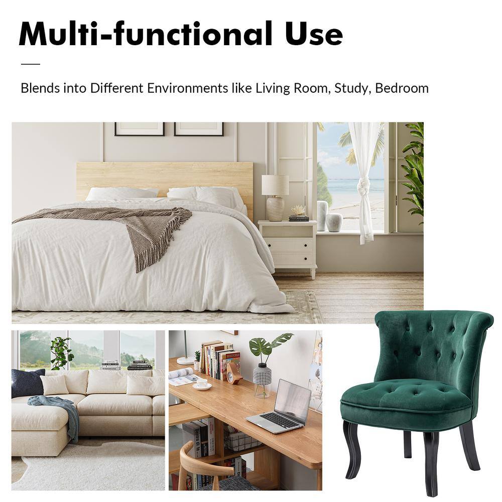 Pine Green Velvet Barrel Accent Chair Set with Manufactured Wood Legs