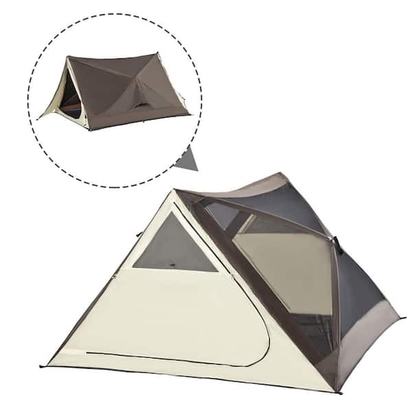 Pro Series 6 ft. x 6 ft. Brown Polyester Waterproof Automatic Instant Tent，Outsunny 2-3 People Pop Up Camping Tent
