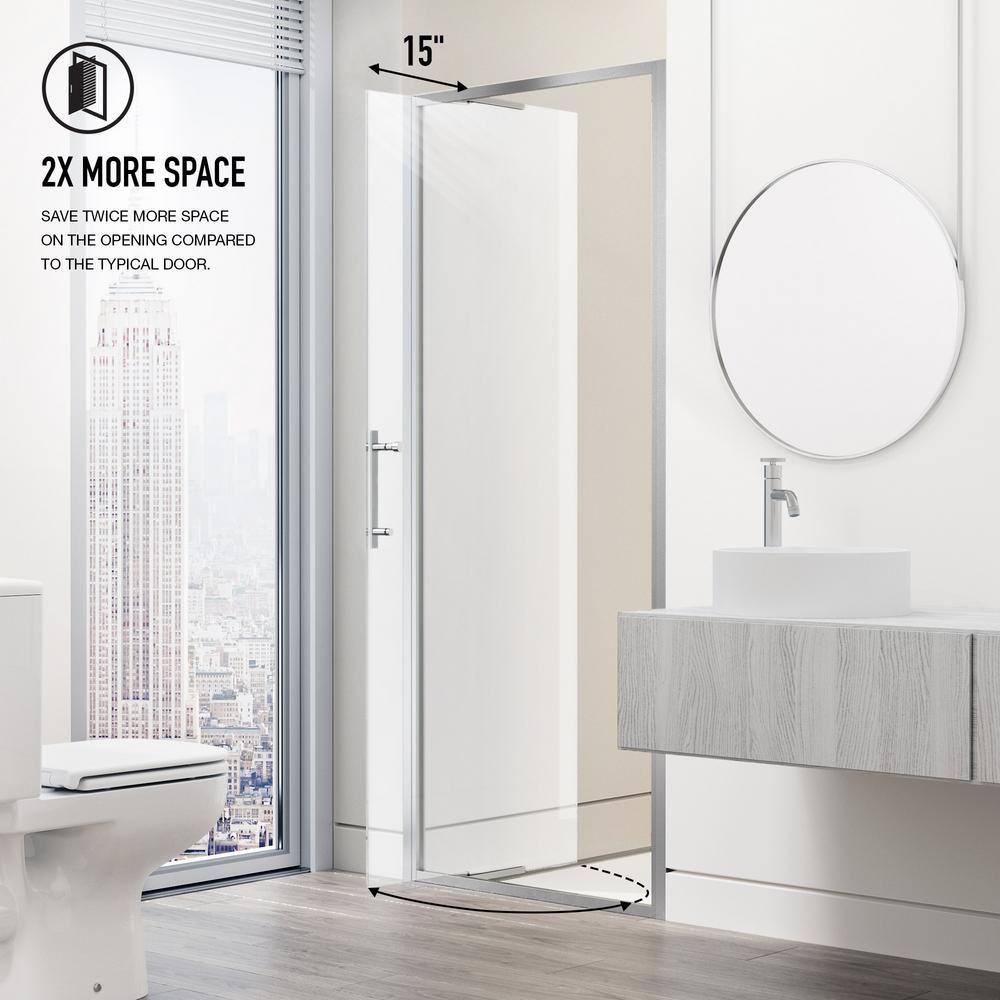 Astoria 30" x 76" Chrome Framed Pivot Shower Door with Clear Glass