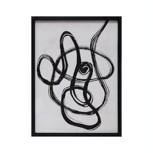 "Line" Wood Framed Glass Abstract Wall Art Print 17.75 in. x 23.625 in. .