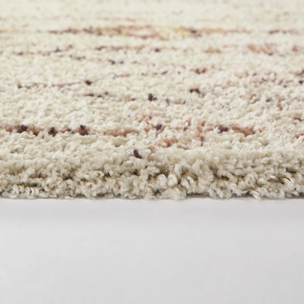 Cream and Brown High Pile Stain-Resistant Rectangular Area Rug
