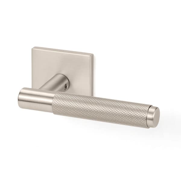 Taylor Satin Nickel Modern Heavy Duty Knurled Interior Door Handle, Square Rose with Concealed Screws (Double Dummy)