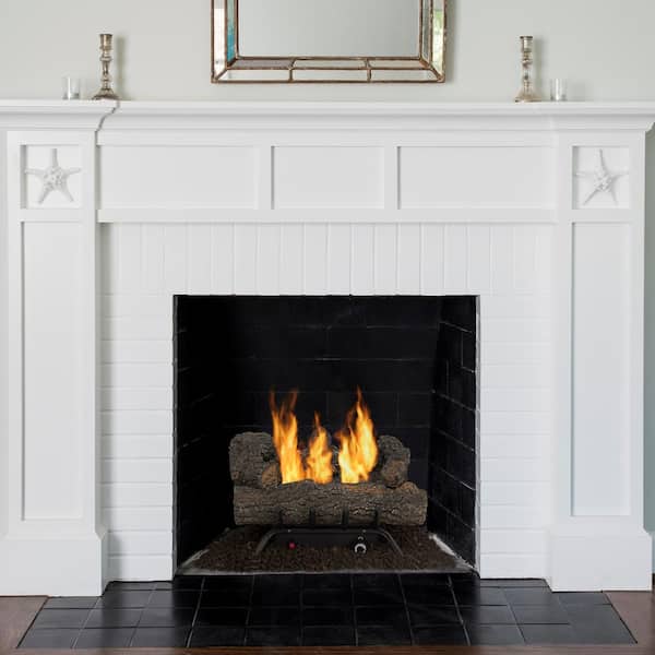 Pleasant Hearth Southern Oak 19.75 in. Vent-Free Dual Fuel Gas Fireplace Logs