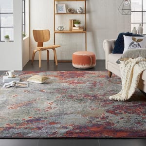 Artworks Seafoam/Brick 8 ft. x 10 ft. Abstract Contemporary Area Rug