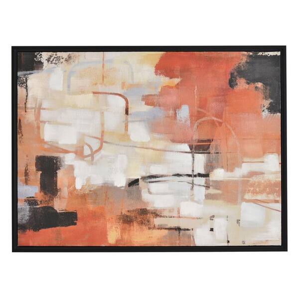 THREE HANDS 30 in. x 40 in. Abstract Oil Painting Framed in Black