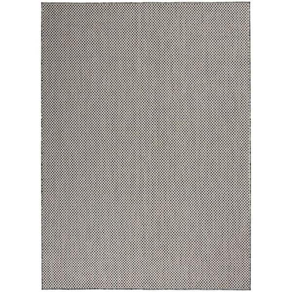 Nourison Courtyard Ivory Charcoal 5 ft. x 7 ft. Geometric Contemporary Indoor/Outdoor Patio Area Rug