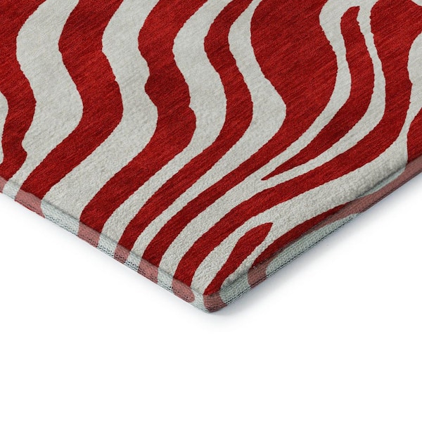 Mayfield Premium Machine Washable Abstract AMF1042 Red 3 ft. x 5 ft. Area Rug