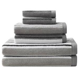 Agonda Stripe 6-Piece Gray Cotton Towel Set