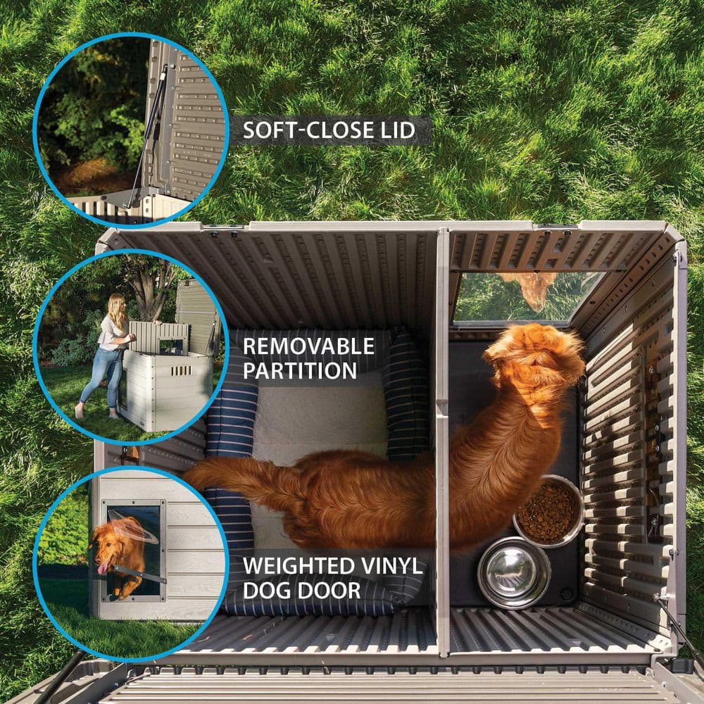 Lifetime Deluxe Beige and Gray HDPE Large Dog House