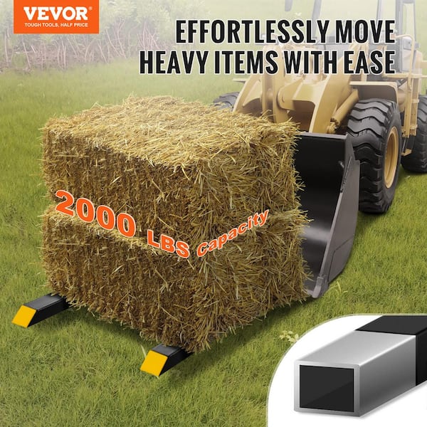 2000 lbs. Tractor Bucket Forks 60 in. Total Length Clamp on Pallet Forks with Adjustable Stabilizer bar
