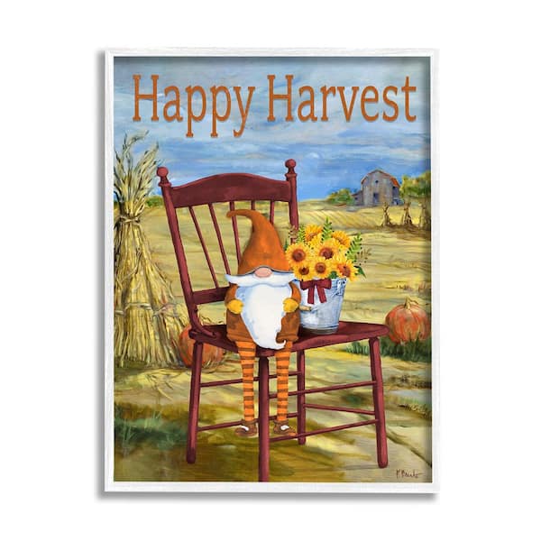 Stupell Industries Happy Harvest Country Gnome by Paul Brent 1 Piece Framed Graphic Print Nature Poster Art Print 14 in. x 11 in.