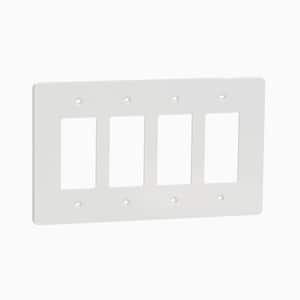 X Series 4-Gang Mid Size Plus Wall Plate Cover Decorator/Rocker Matter White