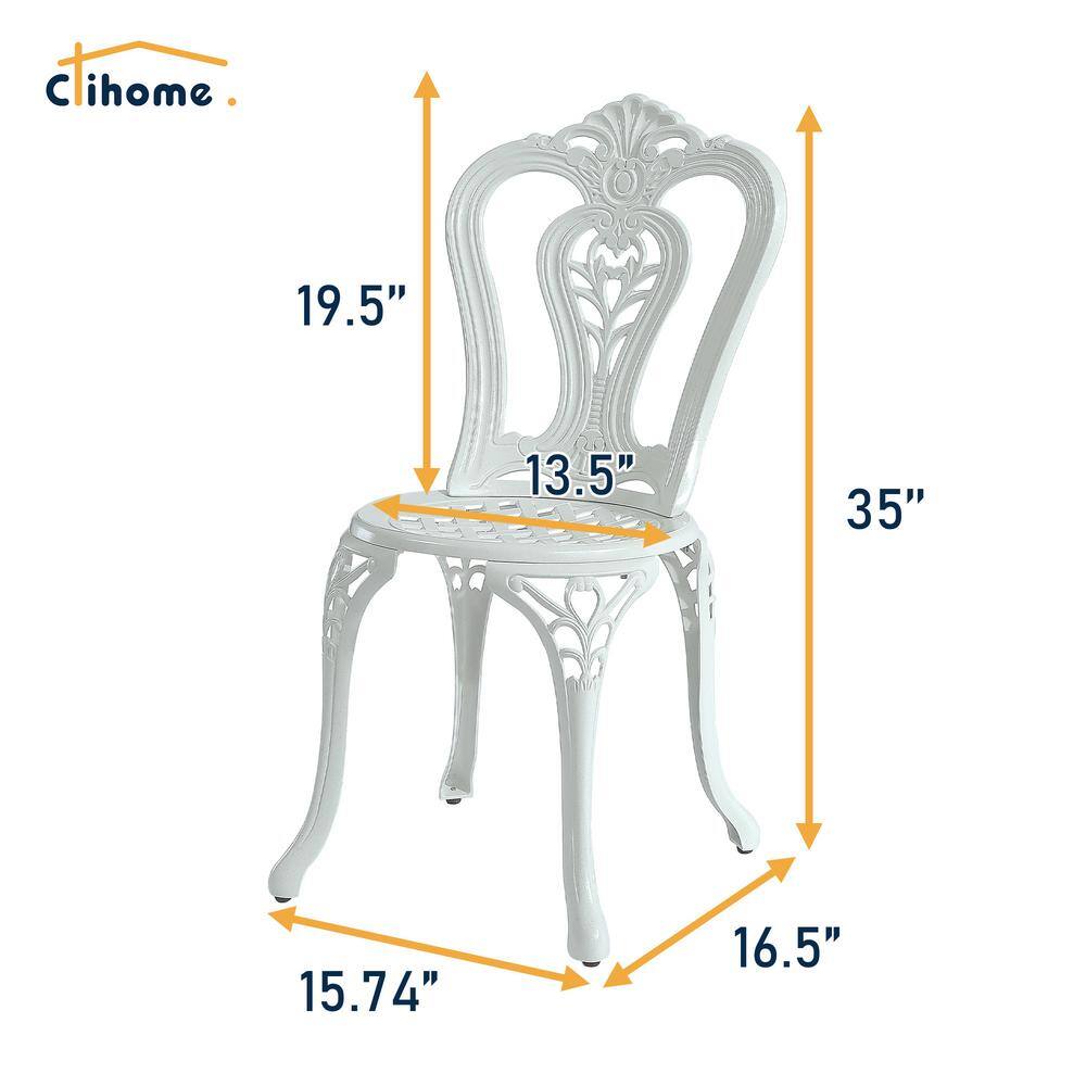 White Cast Aluminum Outdoor Bistro Chair Set