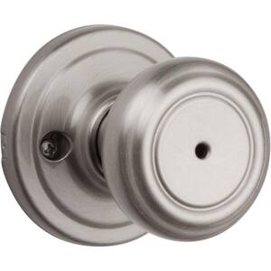 Cameron Satin Nickel Privacy Bed/Bath Door Knob Featuring Microban Antimicrobial Technology with Lock