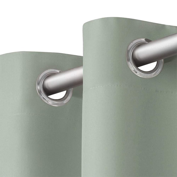 Cabana Seafoam Solid Light Filtering Grommet Top Indoor/Outdoor Curtain, 54 in. W x 96 in. L (Set of 2)