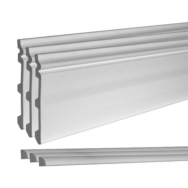 American Pro Decor 5/8 in. D x 7-3/4 in. W x 96 in. L Unfinished Recycled Polystyrene Baseboard Moulding Kit (3-Pack)