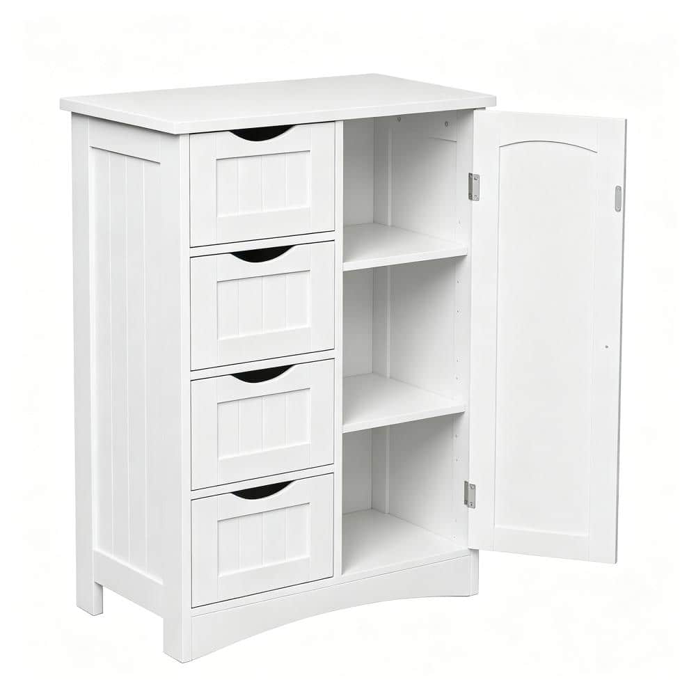 22 in. W x 32 in. H White Freestanding Medicine Cabinet without Mirror with 4 Drawers and 1 Door price history on PriceWatchPro