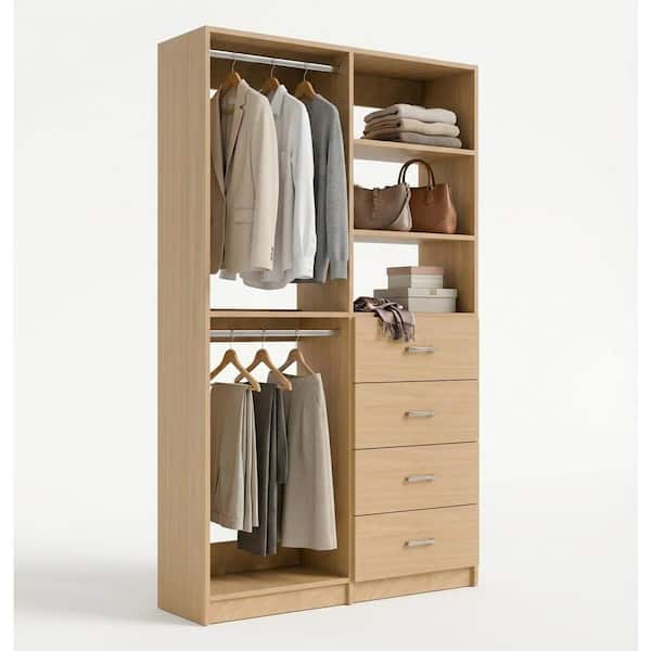 MODULAR CLOSETS Alto 42.75 in. W White Double Hang and 4-Drawer