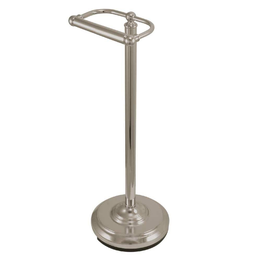 Freestanding Toilet Paper Holder with Marble Base in Brushed Finish