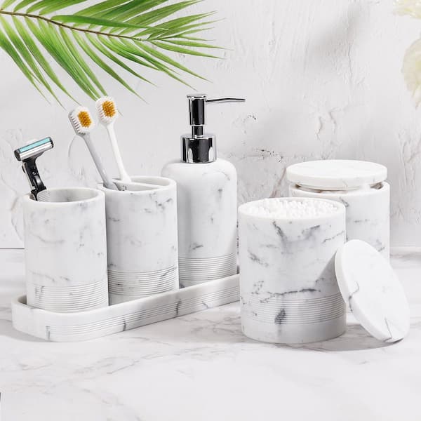 Numhew 6-Piece Bath Accessory Set with Toothbrush Holders, Soap