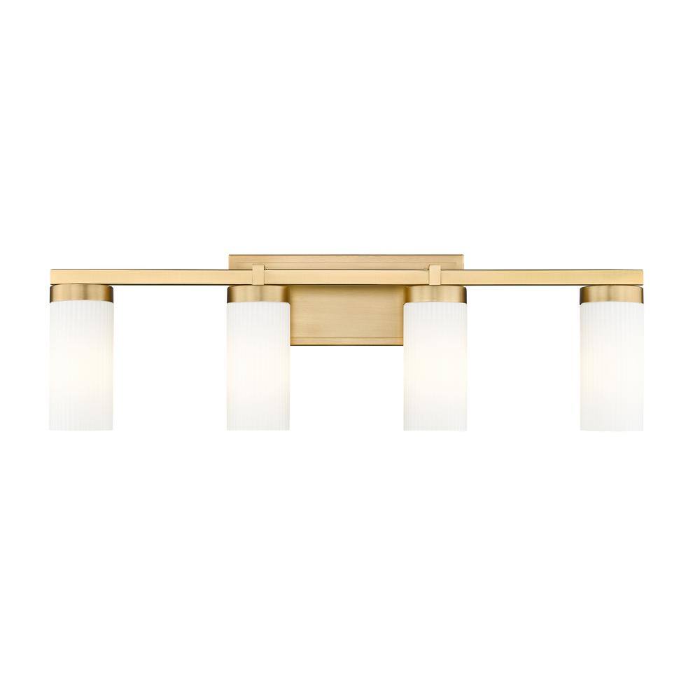 Modern Gold Vanity Light with Frosted White Glass Shades