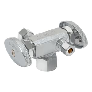1/2 in. FIP x 3/8 in. Compression x 1/4 in. Compression Brass Dual Outlet Dual Handle Stop Valve