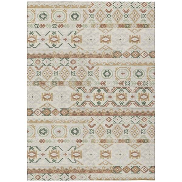 Chantille Machine Washable Indoor/Outdoor Abstract ACN3157 Cream 8 ft. x 10 ft. Area Rug