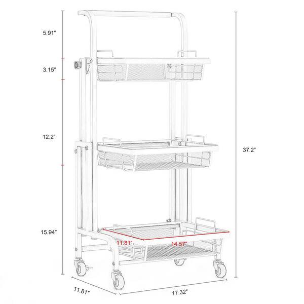 ANGELES HOME Round 3-Tier Rotating 1-Second Folding Storage Rack Metal  Kitchen Cart 558CKKC237DK - The Home Depot