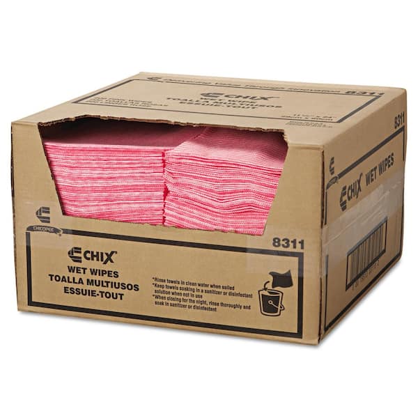 衛生日用品 Chii Chix Wet Wipes, 11-1/2 in. x 24 in., White/Pink, 200/Carton