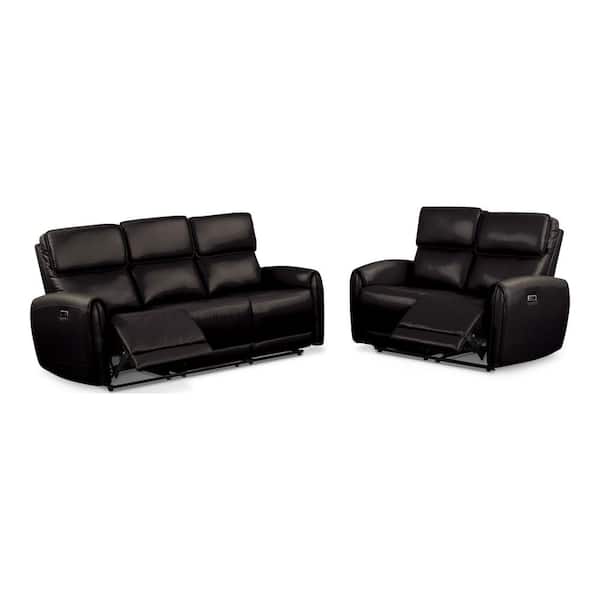 Oremus 2-Piece Black Faux Leather Living Room Set