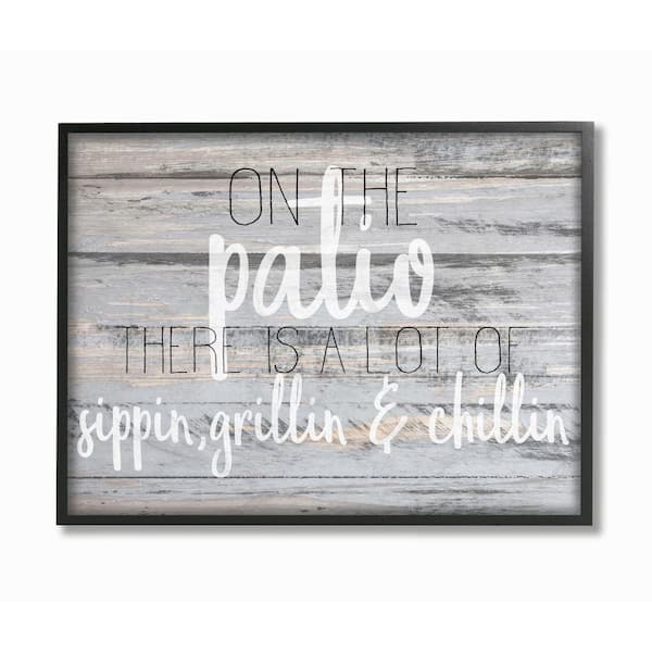 Stupell Industries 16 in. x 20 in. "Patio Country Home Wood Textured Word" by Kimberly Allen Framed Wall Art