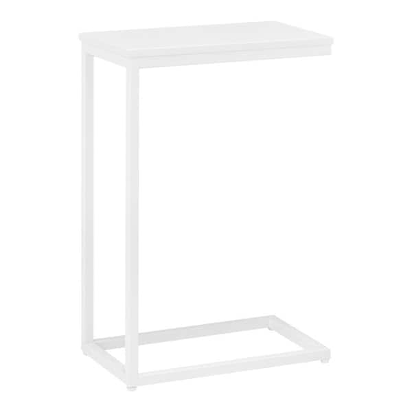 StyleWell Donnelly White C-Shaped Side Table with White Wood Top