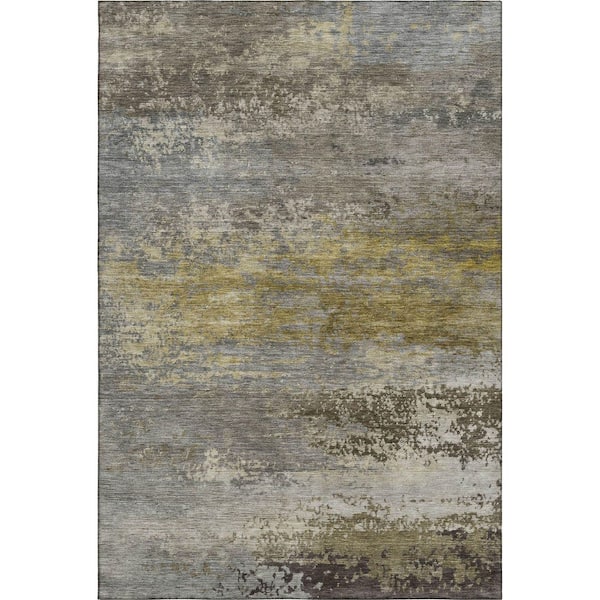 Mayfield Premium Machine Washable Abstract AMF2071 Taupe 9 ft. x 12 ft. Area Rug