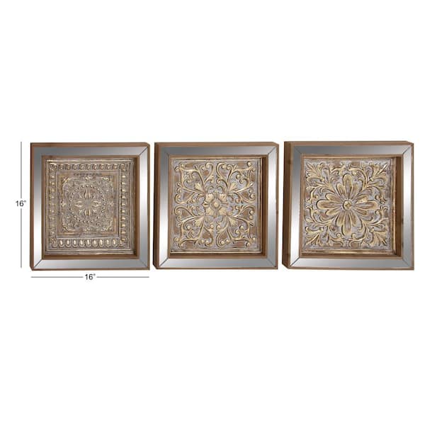 Golden Embossed Decorative Mirror – LuxeArtDesigns